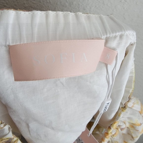 Sofia the Label Sunny Tie Front Crop Top in Yellow Floral size AU 8 NWT - Picture 8 of 10